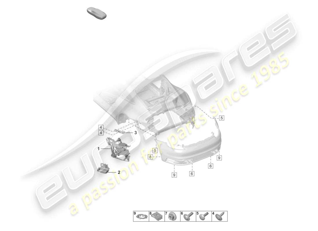porsche 2022 (992-1) bumper rear fasteners sport design package part diagram