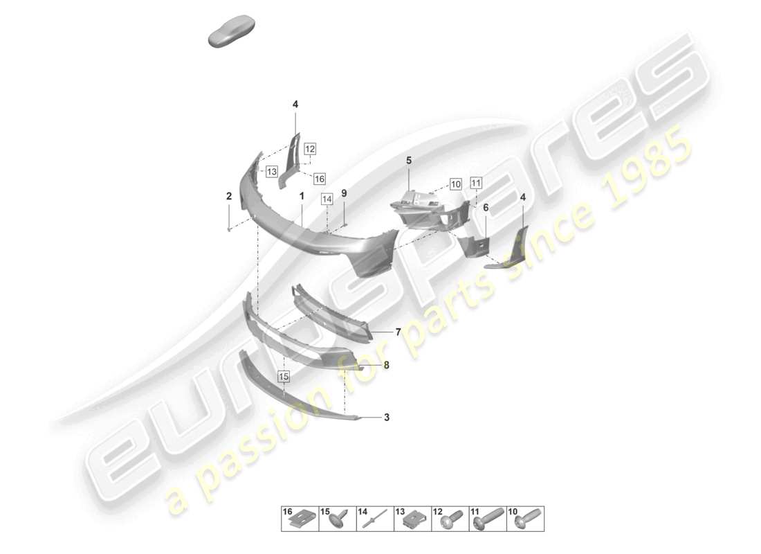 porsche 2022 (992-1 gt3/rs/st) bumper front gt3 rs part diagram