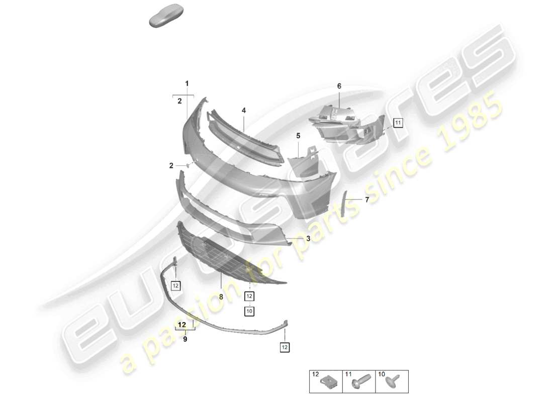 porsche 2022 (992-1 gt3/rs/st) bumper front part diagram