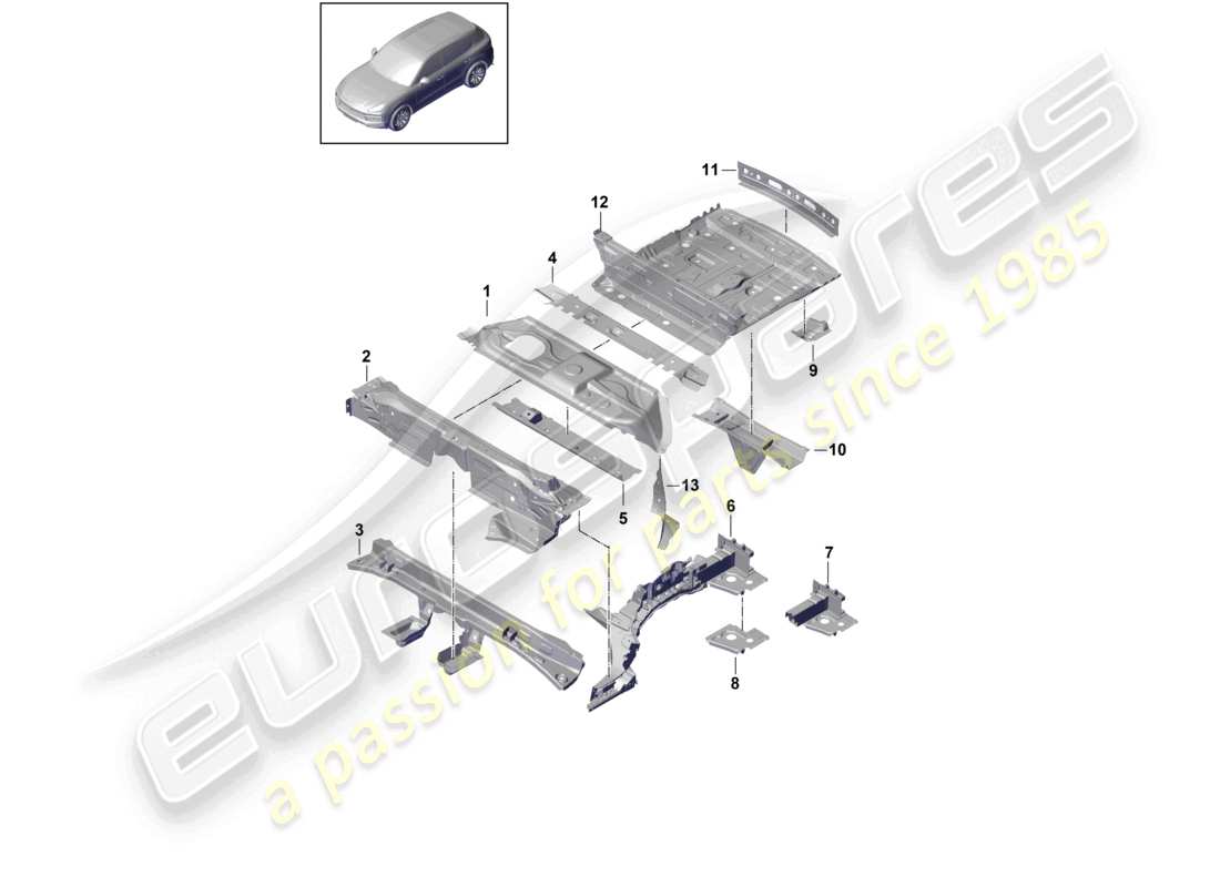 porsche 2024 (cayenne e3 9ya/9yb) floor plates rear rear end part diagram