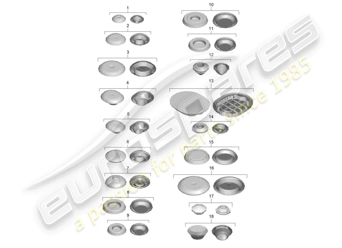 porsche 2025 (718 cayman) bungs part diagram