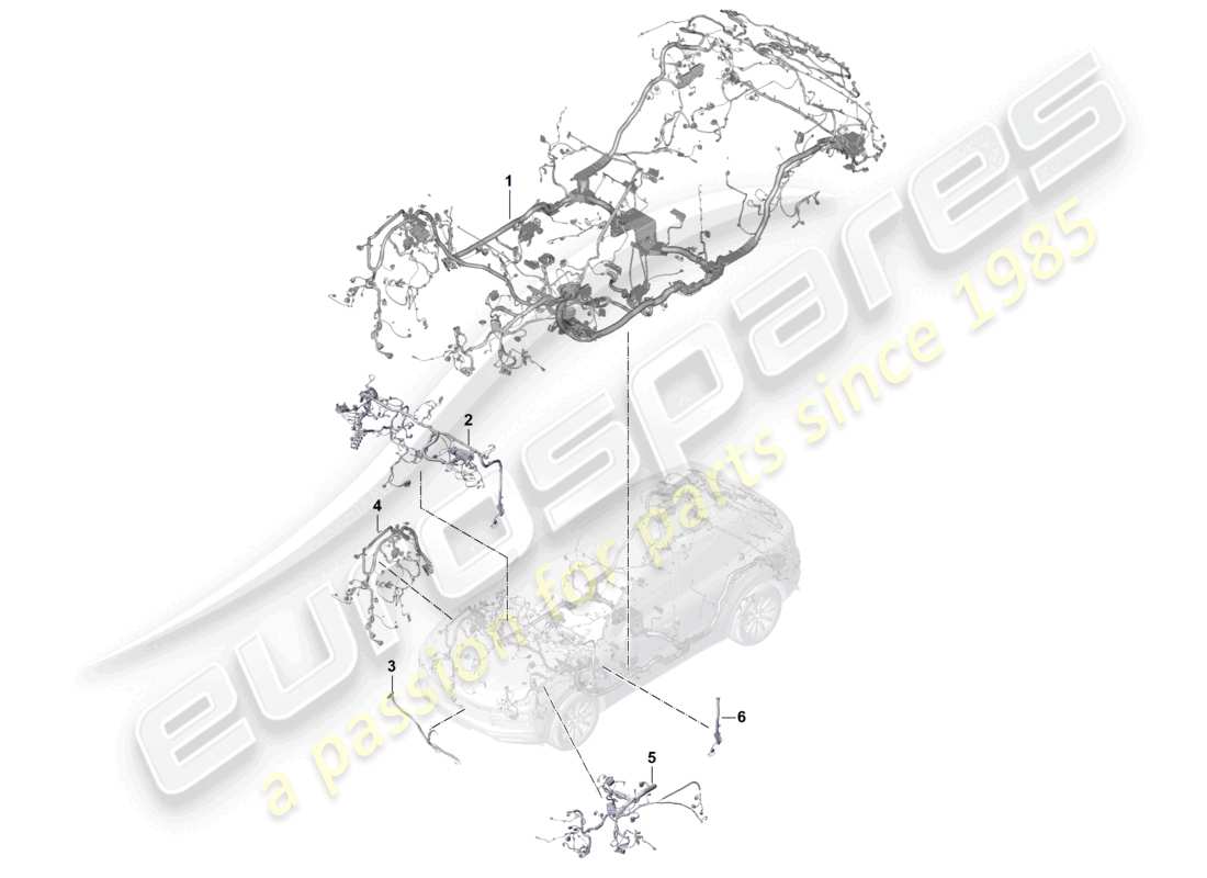 porsche 2023 (cayenne e3 9ya/9yb) wiring looms passenger compartment dashboard and part section wiring harness part diagram