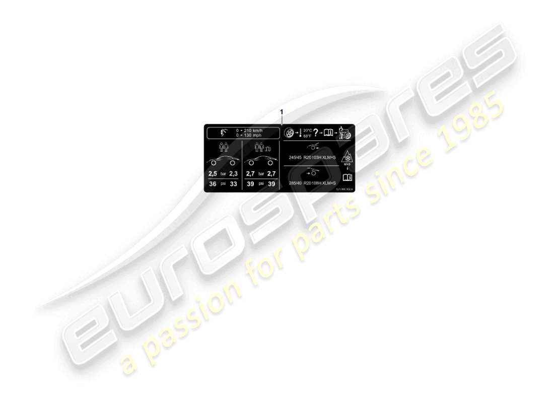 porsche 2023 (taycan 9j1-1) data plate for tyre pressure d - 11.08.2021>> part diagram