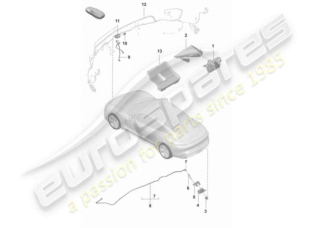 porsche 2023 (taycan 9j1-1) front camera for driver assistance programs reversing camera real top view part diagram