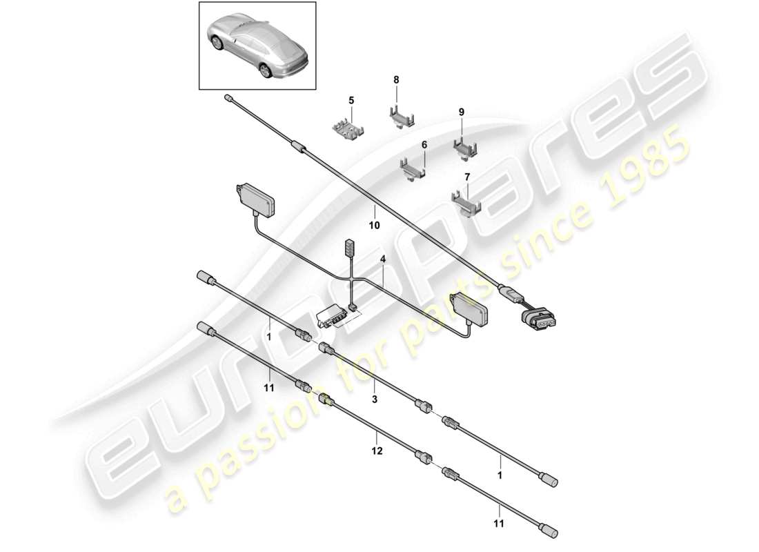 porsche 2021 (panamera 971-1) aerial connection line part diagram