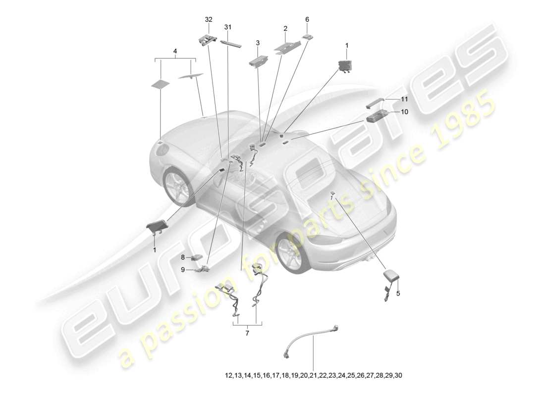 porsche 2024 (718 cayman) aerial single wire part diagram
