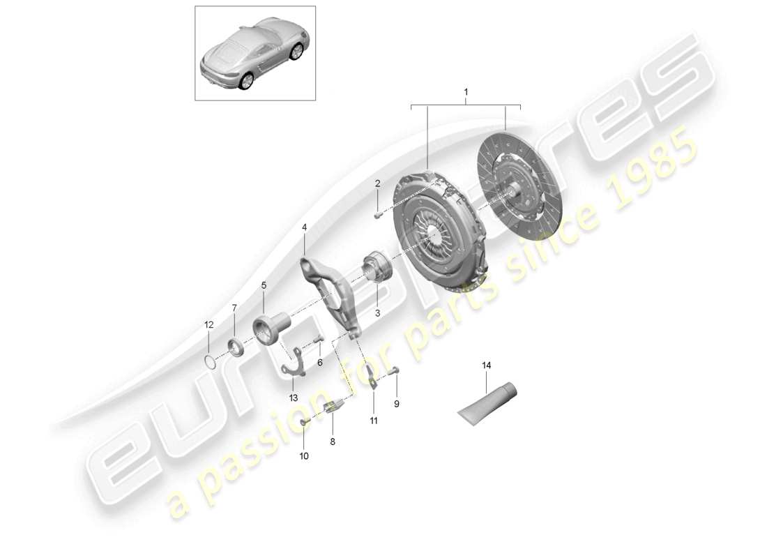 porsche 2023 (718 cayman) coupling part diagram