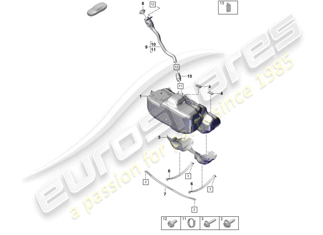 porsche 2025 (992-2) fuel tank additive part diagram