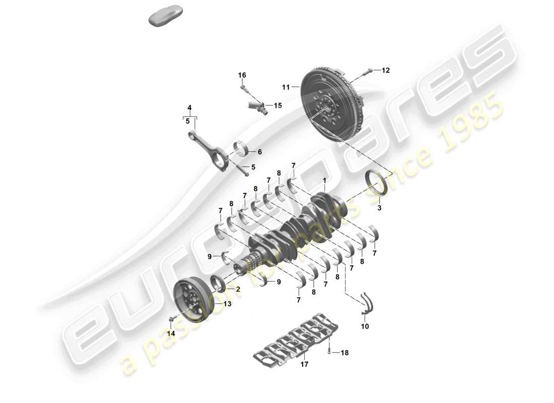 porsche 2025 (992-2) crankshaft conrod flywheel part diagram