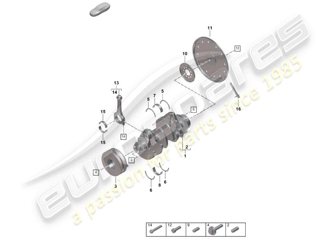 porsche 2024 (cayenne e3 pa) crankshaft conrod clutch plate parts diagram