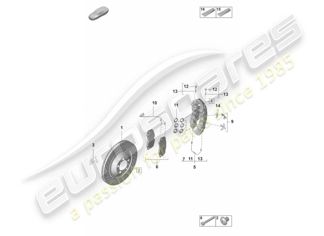 porsche 2022 (992-1 gt3/rs/st) disc brake gg front axle gt3 rs part diagram
