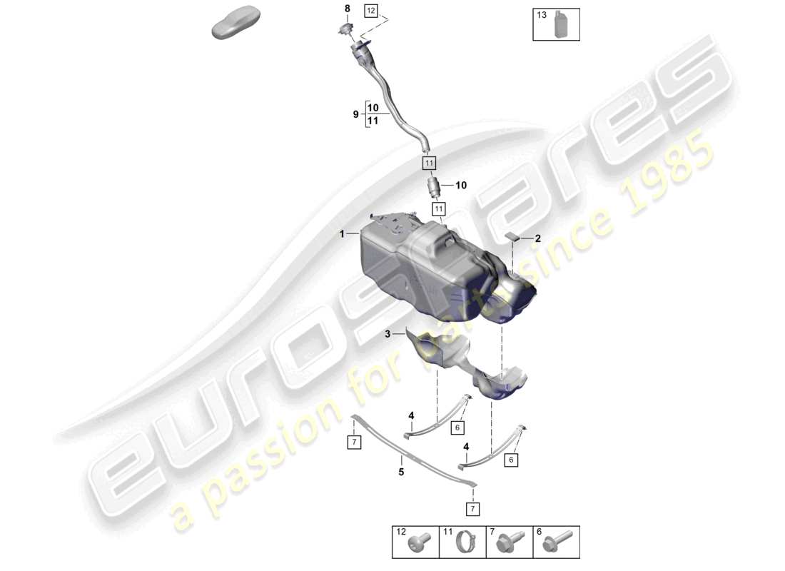 porsche 2020 (992-1 turbo / s) fuel tank additive part diagram