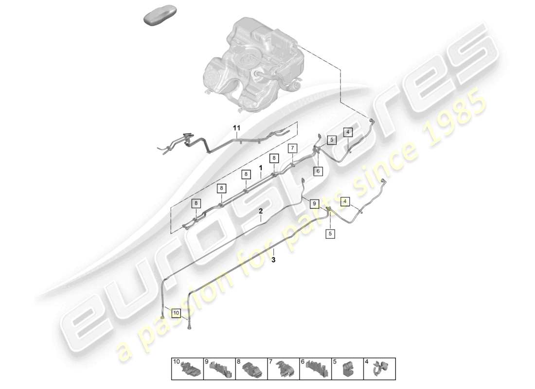 porsche 2024 (992-2) fuel line front part diagram