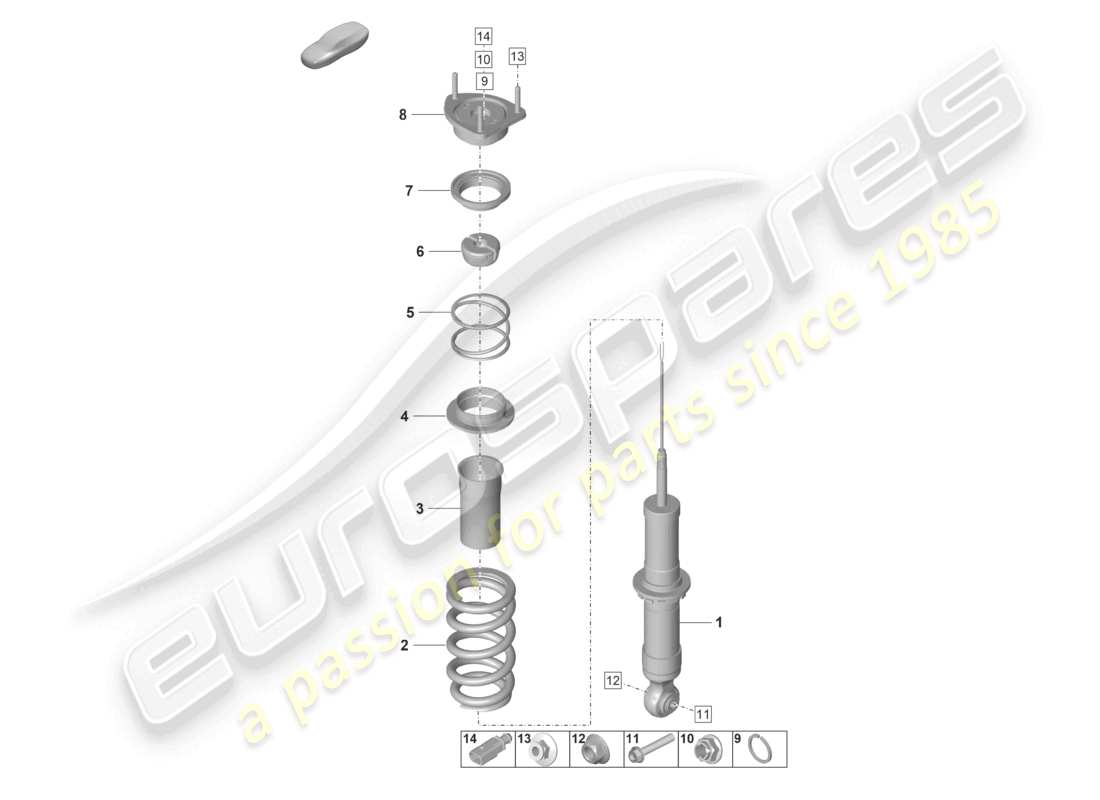 porsche 2021 (992-1 gt3/rs/st) shock absorber (spring cyl.) individual part part diagram