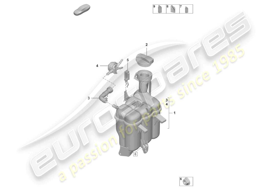 porsche 2023 (992-1 gt3/rs/st) coolant expansion tank part diagram