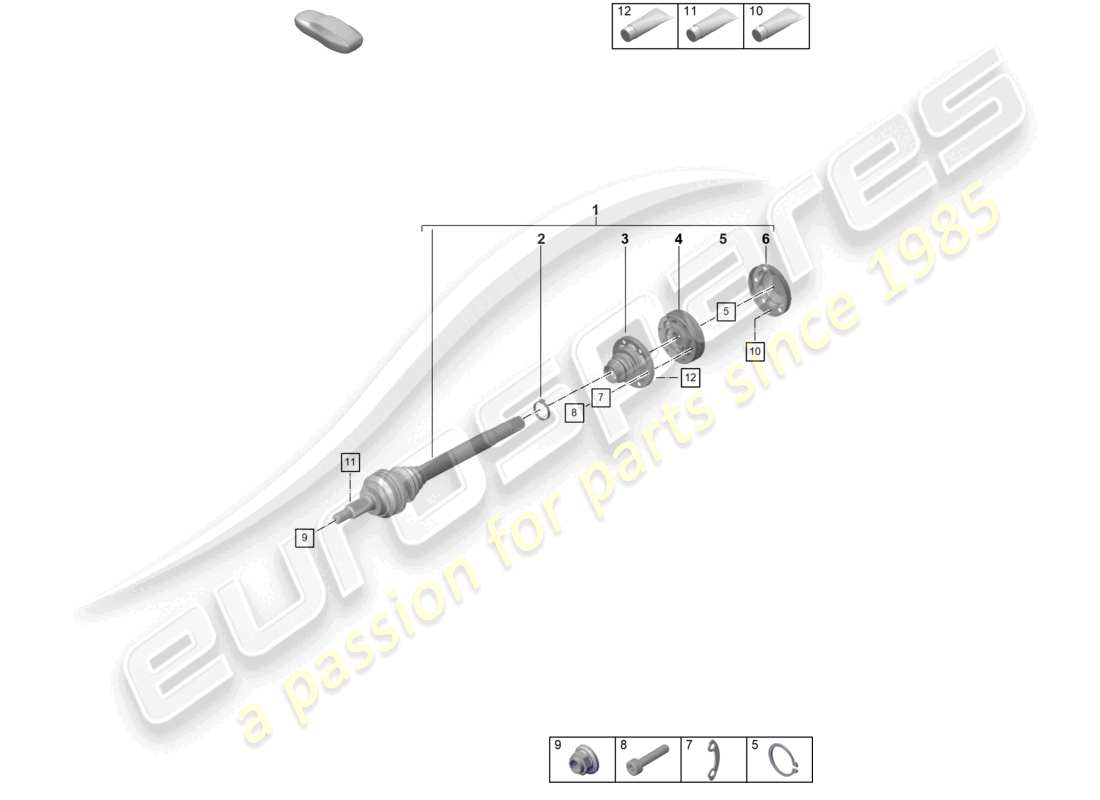porsche 2023 (992-1 gt3/rs/st) drive shaft part diagram