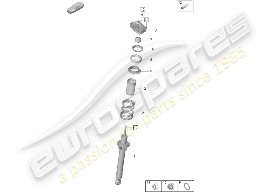 porsche 2021 (992-1 gt3/rs/st) suspension shock absorbers part diagram