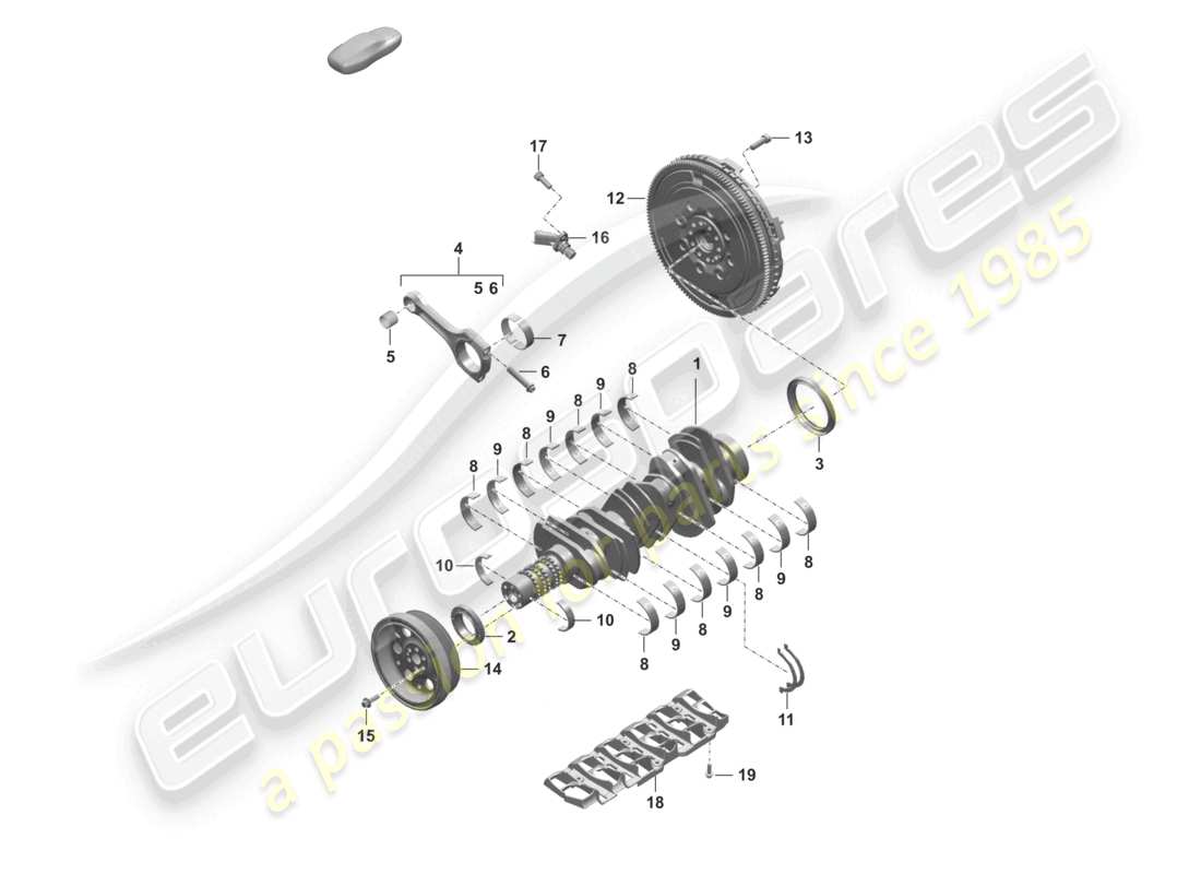 porsche 2024 (992-1) crankshaft conrod flywheel part diagram