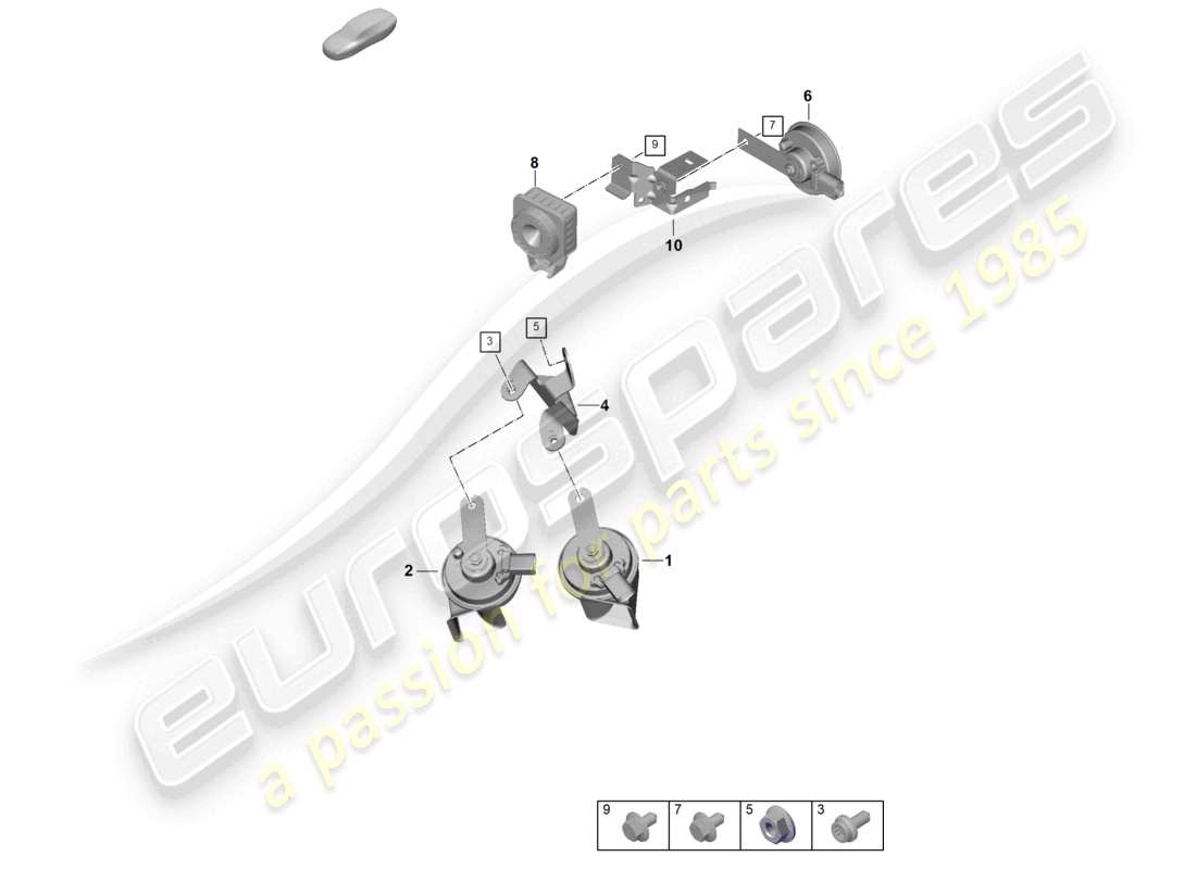 porsche 2025 (992-2) fanfare signal horn alarm system part diagram