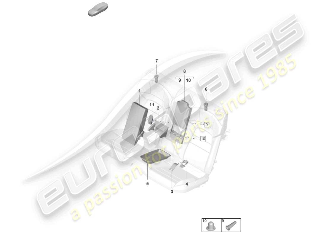 porsche 2022 (taycan 9j1-1) centre console covers part diagram