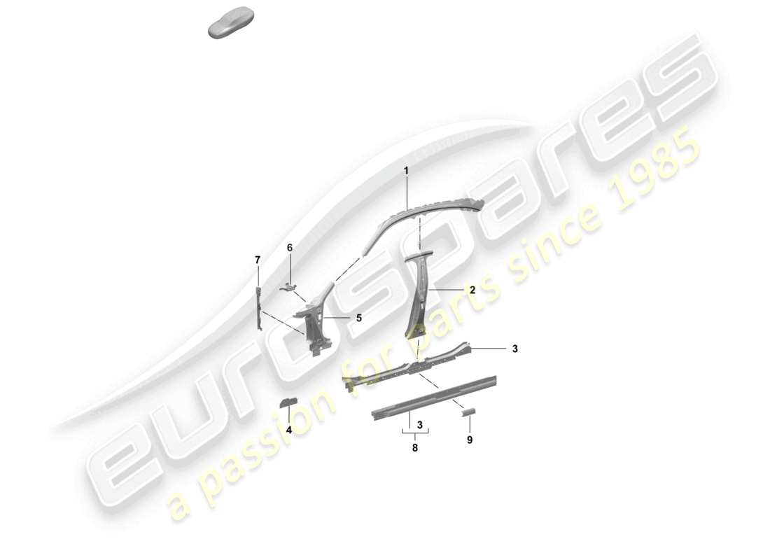 porsche 2025 (taycan 9j1-2) side panel, inner front, outer part diagram