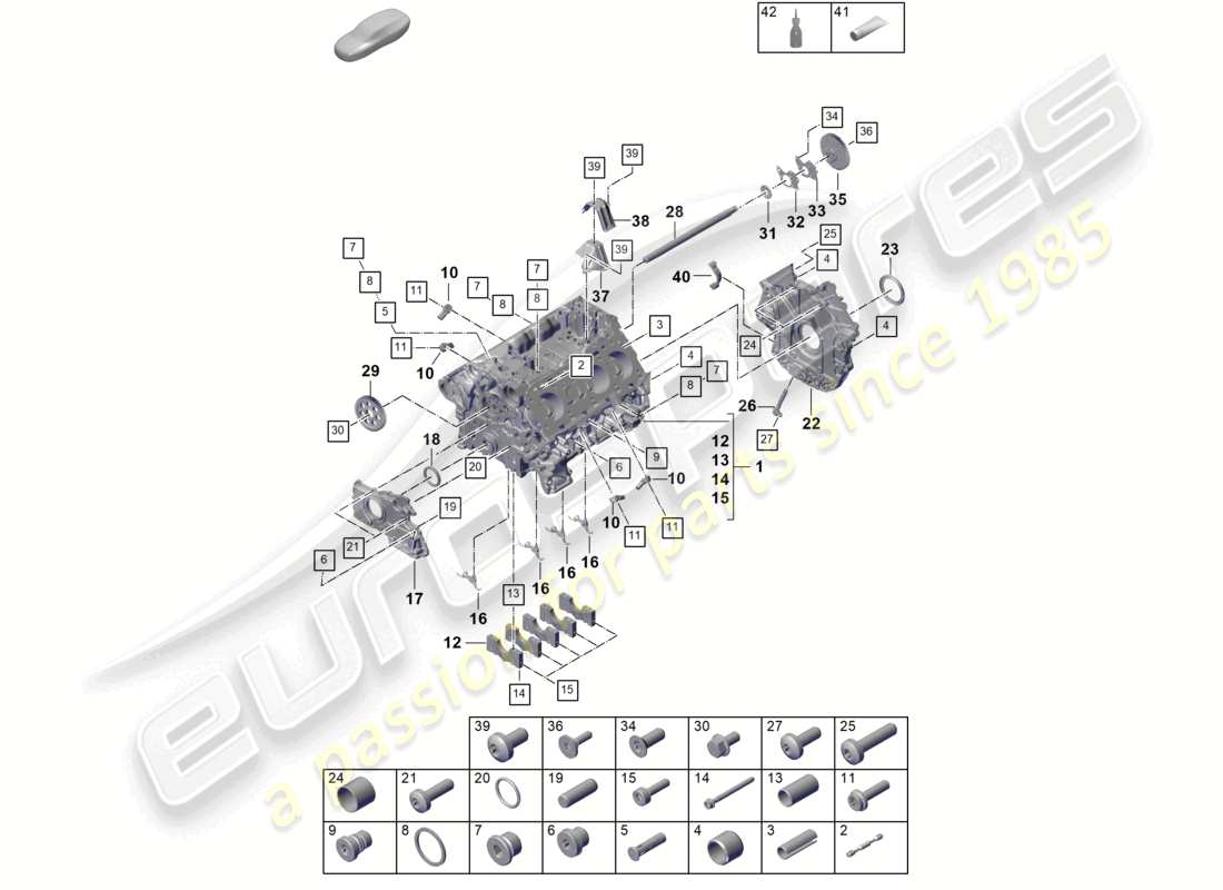 porsche 2025 (cayenne e3 pa) crankcase housing individual parts part diagram