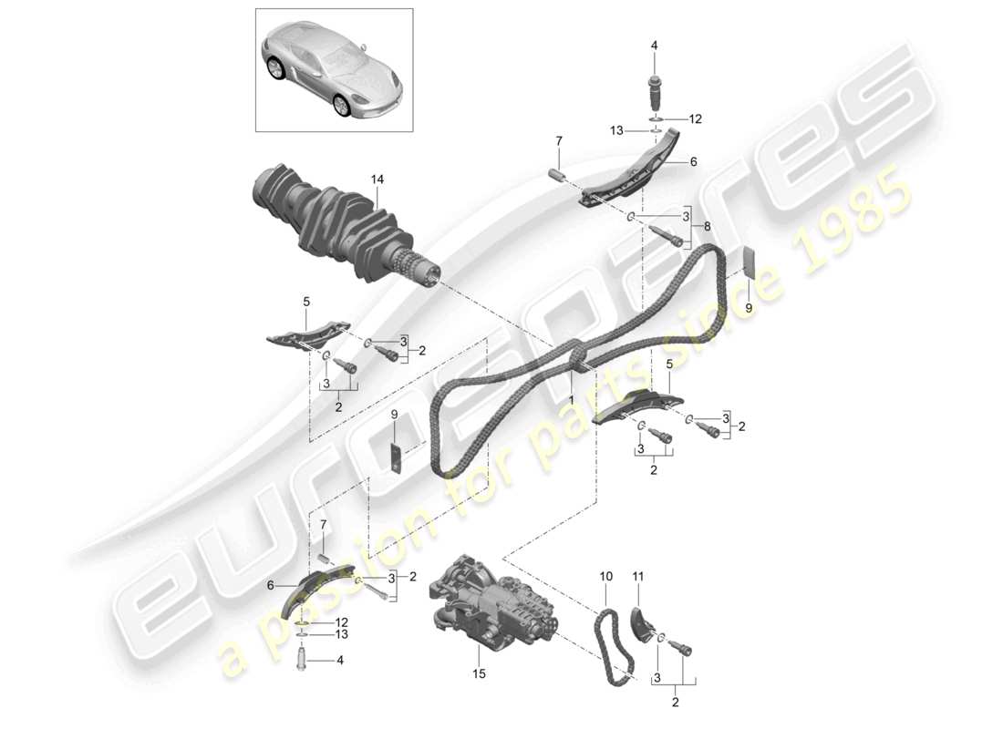 porsche 2025 (718 cayman) timing chain part diagram