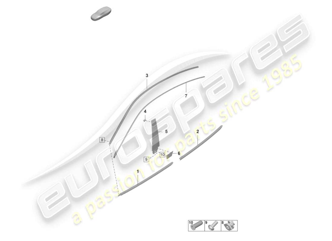 porsche 2021 (taycan 9j1-1) molding for door front and rear part diagram
