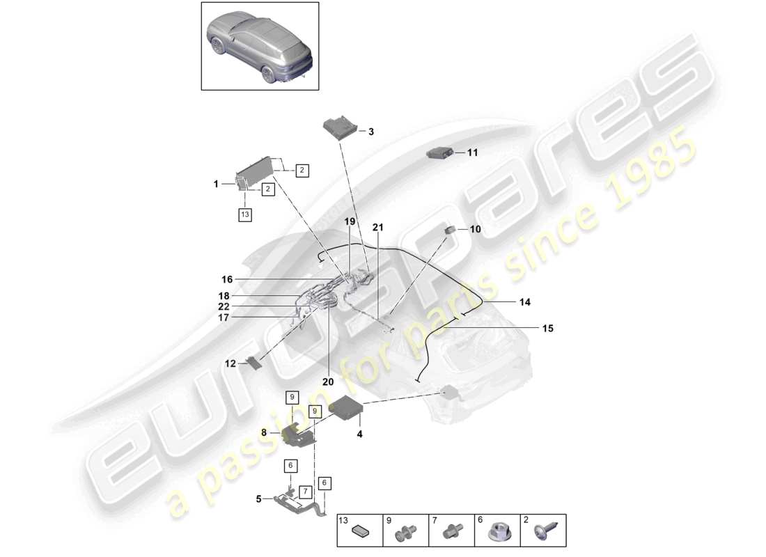 porsche 2022 (cayenne e3 9ya/9yb) display central computer d >>- 07.07.2019 part diagram