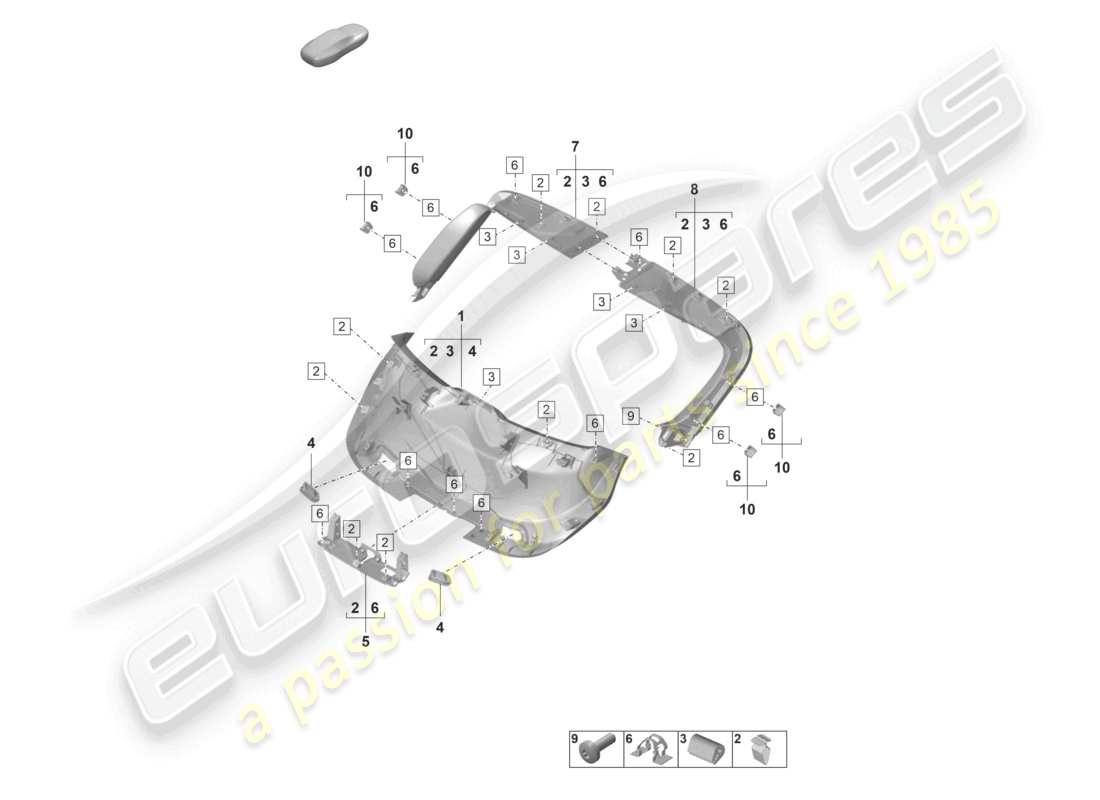 porsche 2022 (taycan 9j1-1) rear lid trim panel part diagram