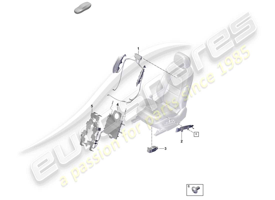 porsche 2023 (cayenne e3 9ya/9yb) pneumatic components for seat comfort seat sports seat part diagram