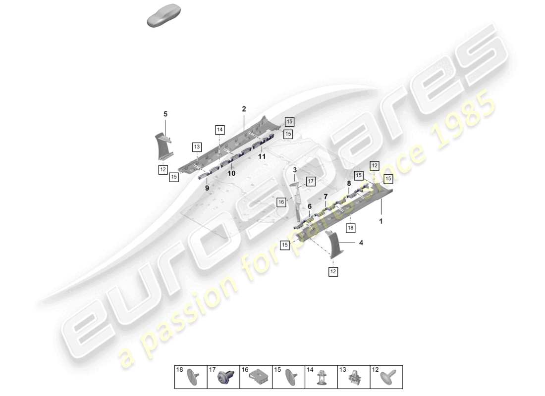 porsche 2022 (992-1 gt3/rs/st) side member trim outer part diagram
