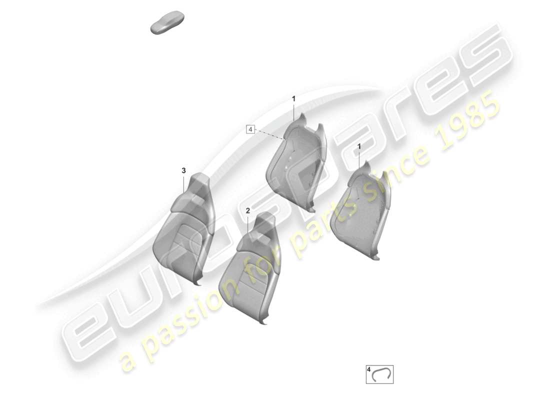 porsche 2021 (taycan 9j1-1) foam sect. for rest side supp. backrest cover comfort seat part diagram