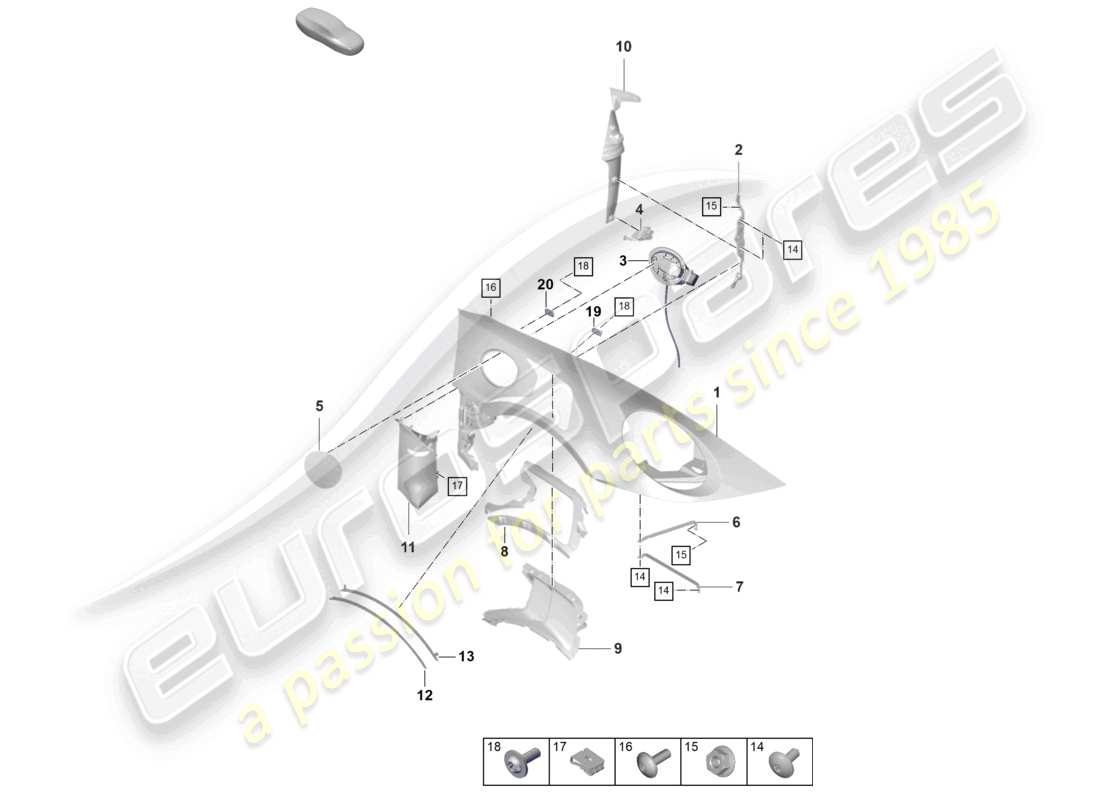 porsche 2022 (992-1 gt3/rs/st) wing part diagram