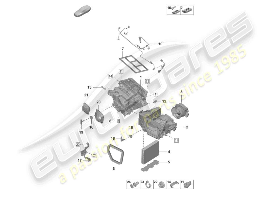 porsche 2022 (992-1 gt3/rs/st) air conditioning part diagram