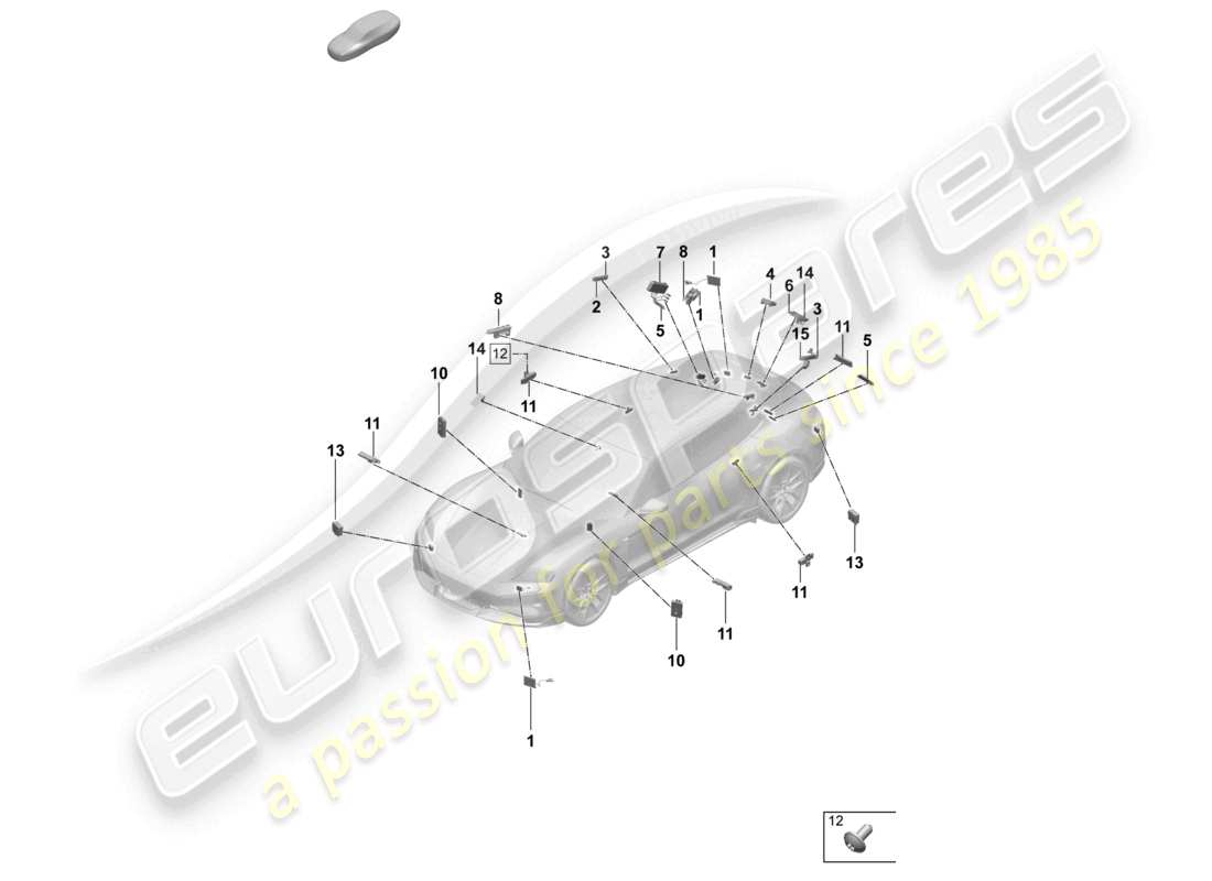 porsche 2026 (taycan 9j1-2) aerial rear chip card reader for road toll system part diagram
