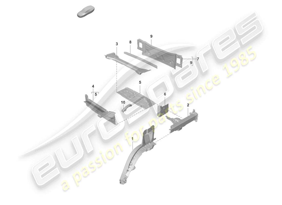 porsche 2022 (taycan 9j1-1) rear end side member individual parts part diagram