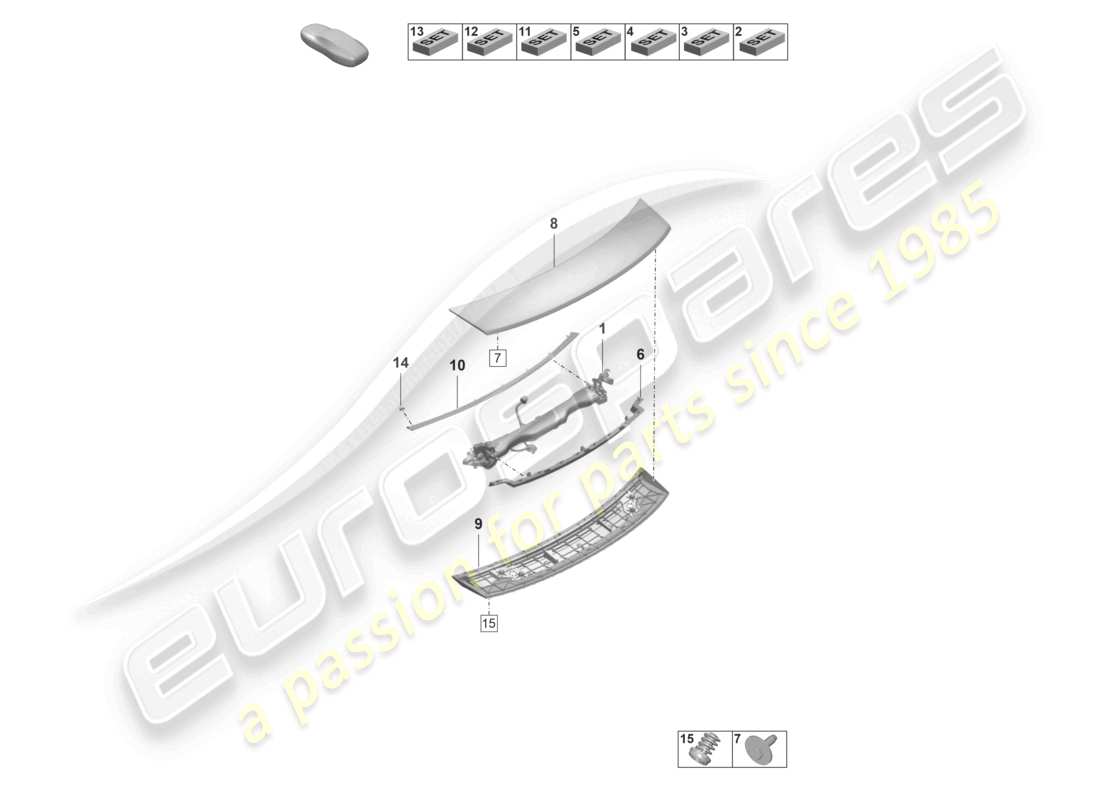 porsche 2022 (taycan 9j1-1) rear spoiler part diagram