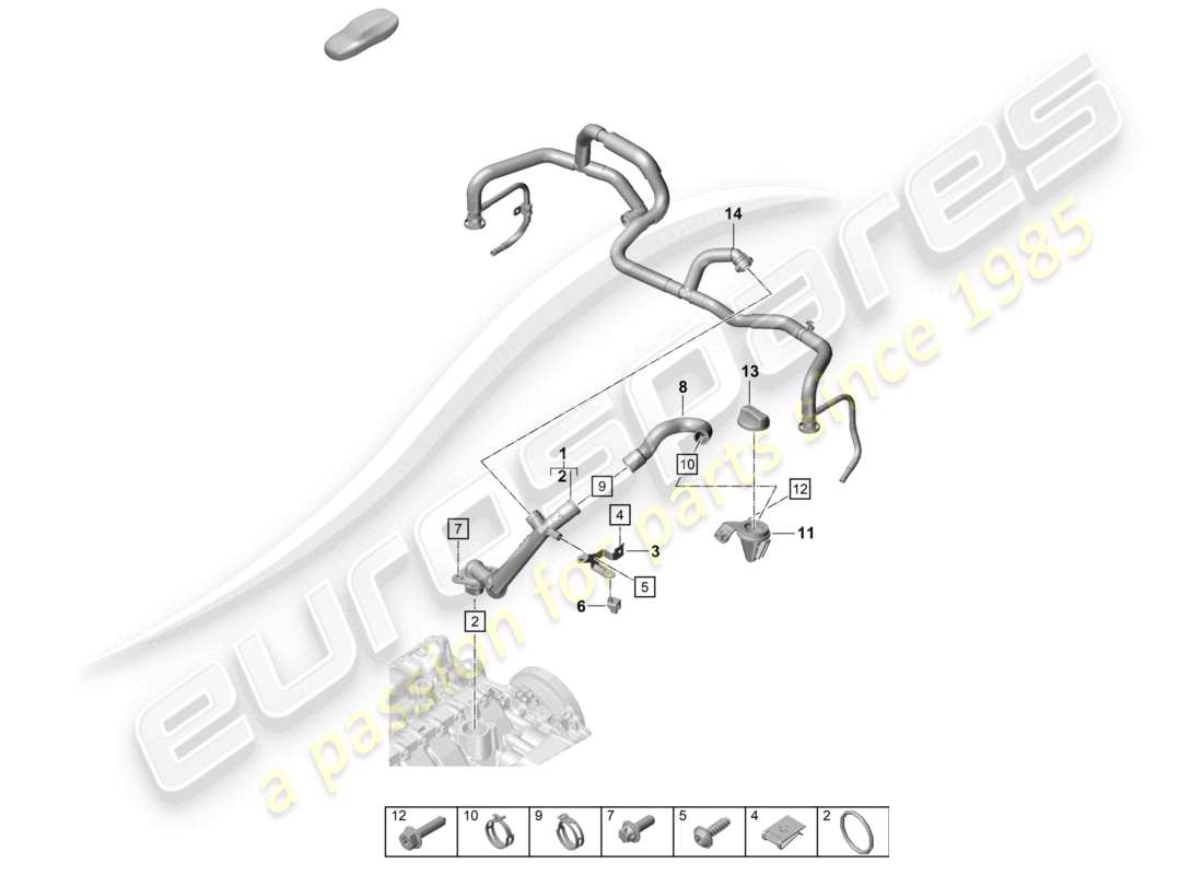 porsche 2025 (992-2 turbo / s) oil filler support oil filler pipe part diagram