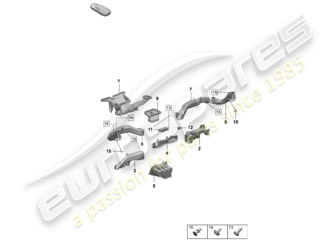 porsche 2025 (macan-e) air guide dashboard centre console parts diagram