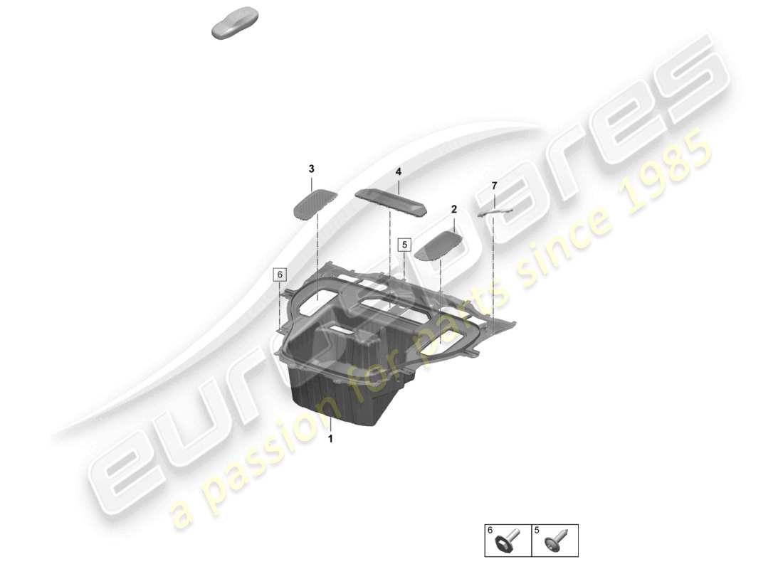 porsche 2026 (macan-e) front end luggage compartment liner water box part diagram