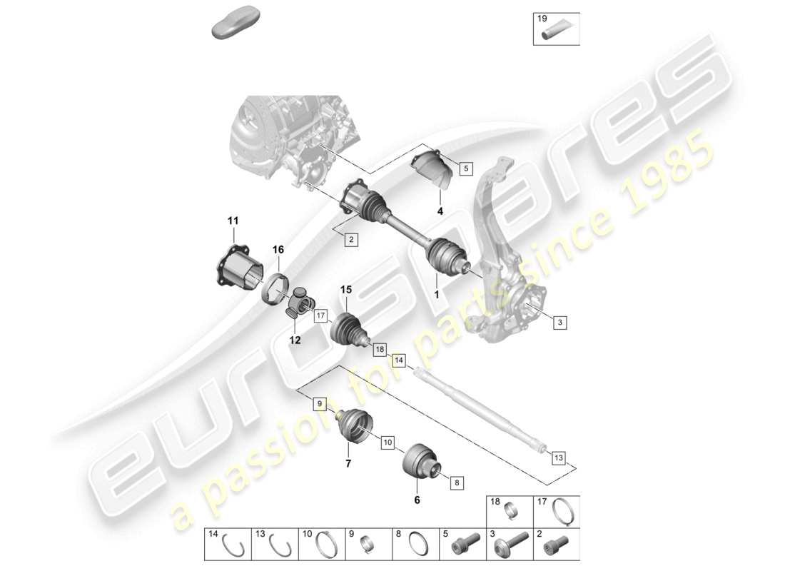 porsche 2026 (cayenne e3 pa) drive shaft front axle parts diagram