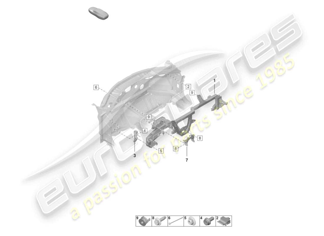 porsche 2021 (992-1 gt3/rs/st) dashboard bracket part diagram