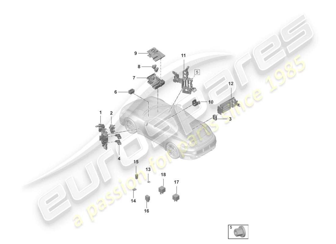 porsche 2021 (992-1 turbo / s) central electrics dashboard part diagram