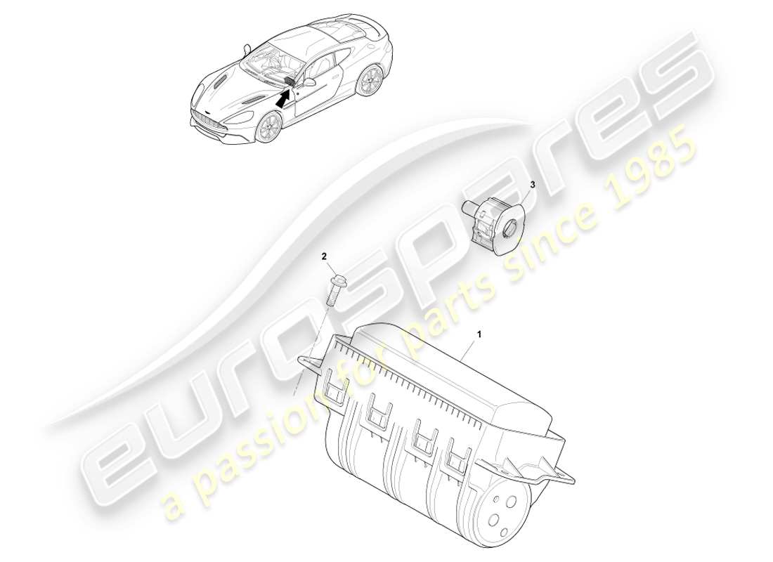 aston martin vanquish (2014) airbag, passenger part diagram