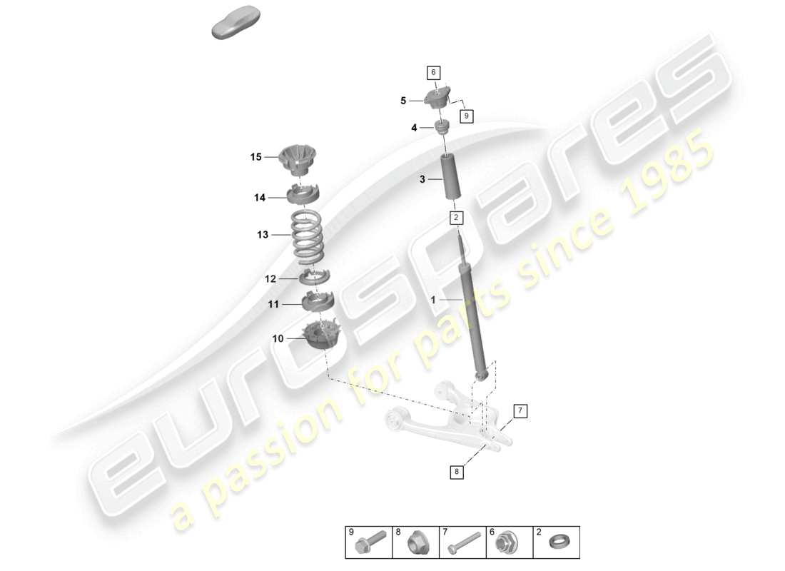 porsche 2023 (taycan 9j1-1) suspension strut complete shock absorbers individual parts part diagram