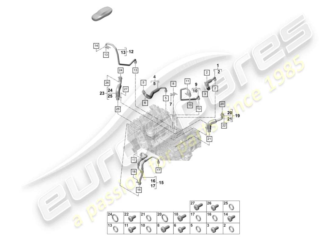 porsche 2022 (panamera 971-2) coolant cooling system for turbocharger oil pressure line for exhaust gas turbocharger part diagram