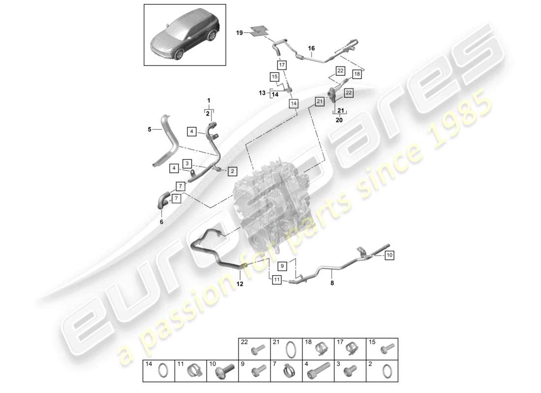 porsche 2024 (cayenne e3 9ya/9yb) coolant cooling system 1 parts diagram