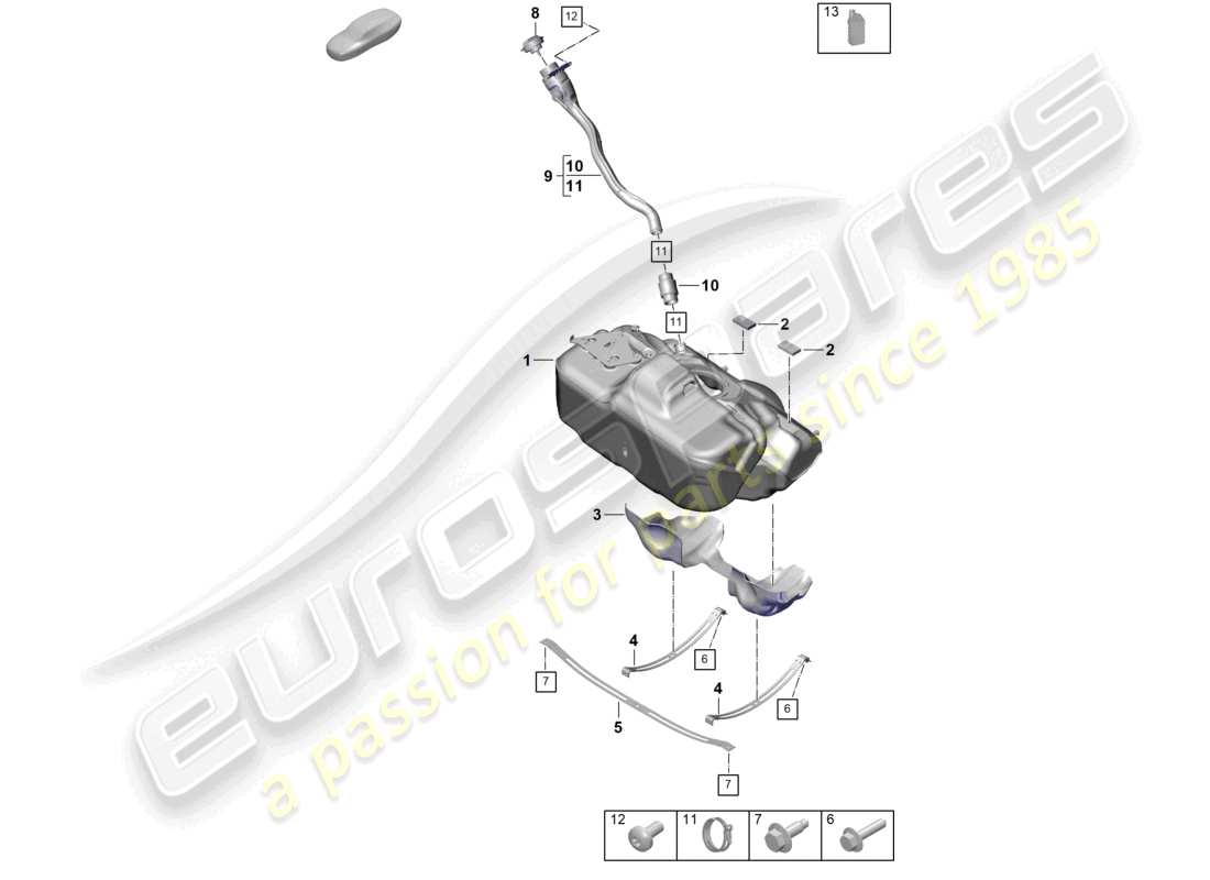 porsche 2025 (992-2 gt3) fuel tank additive part diagram