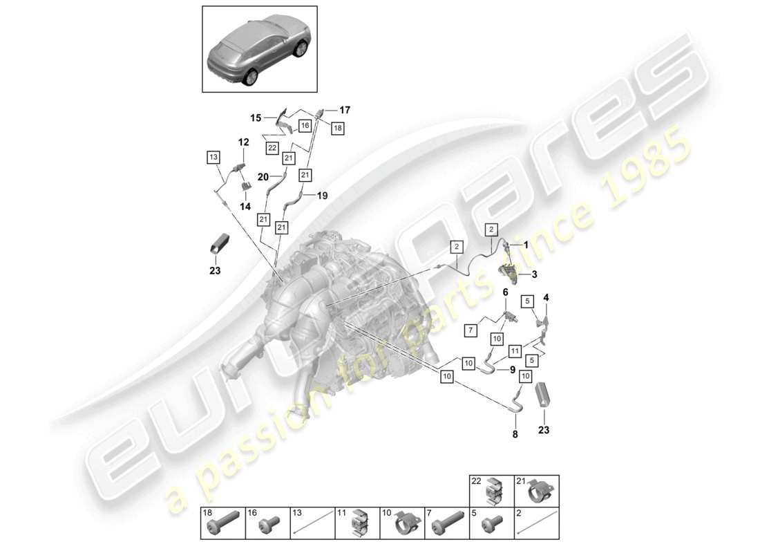 porsche 2023 (macan) pressure difference sender for vehicles with a petrol particulate filter part diagram